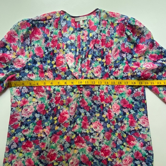 Joie Zeala Boho Sheer Silk Multicolor Floral Blouse Sz Medium - Picture 12 of 15